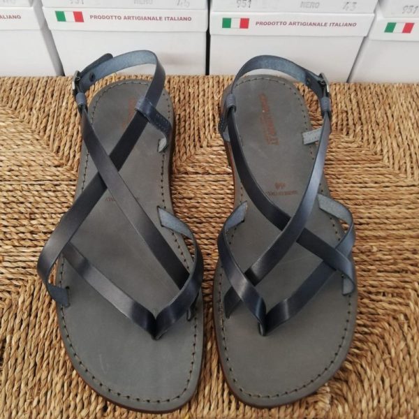 sandali uomo blu in cuoio