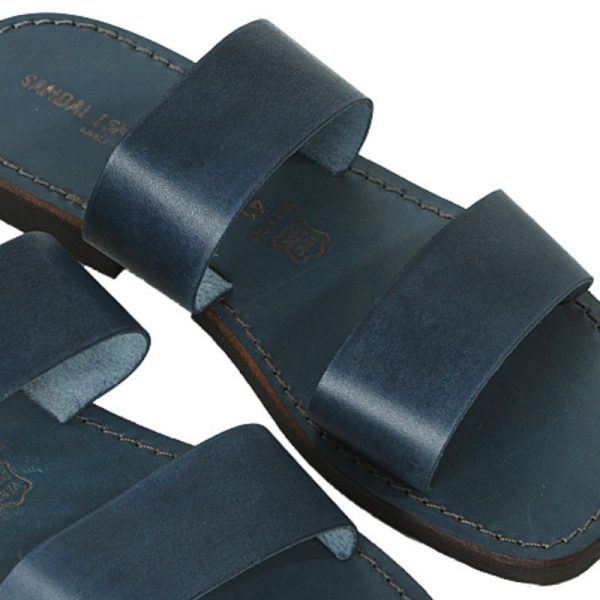 ciabatte uomo pelle blu scuro