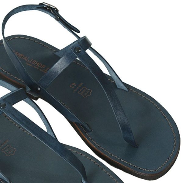 sandali cuoio uomo blu marine