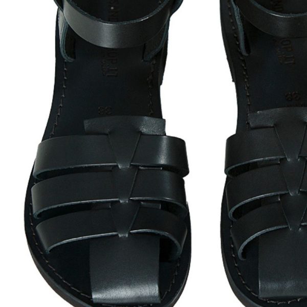 sandalo gladiatore nero da donna